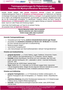 Flyer zum Download Trainingsempfehlungen für Patientinnen und Patienten mit MPN